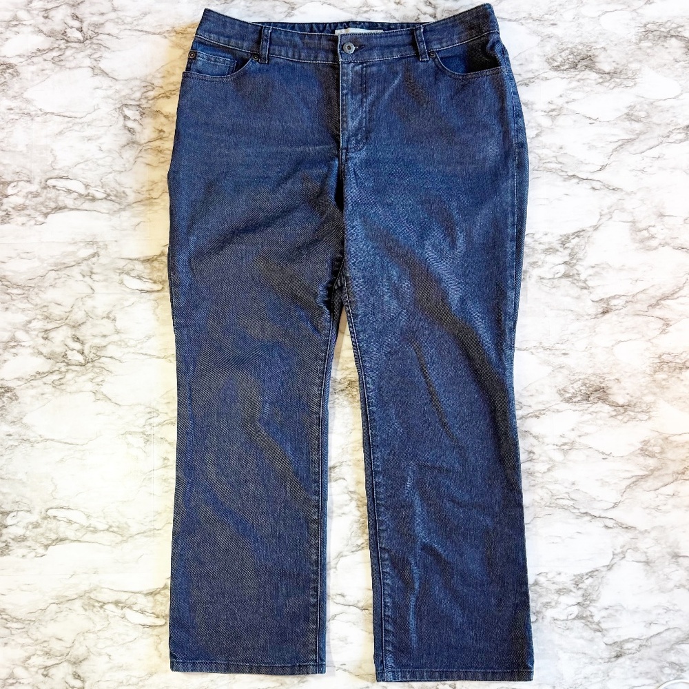 Chico's Platinum Denim Dark Wash High Rise Ultimate Fit Boot Leg Jeans